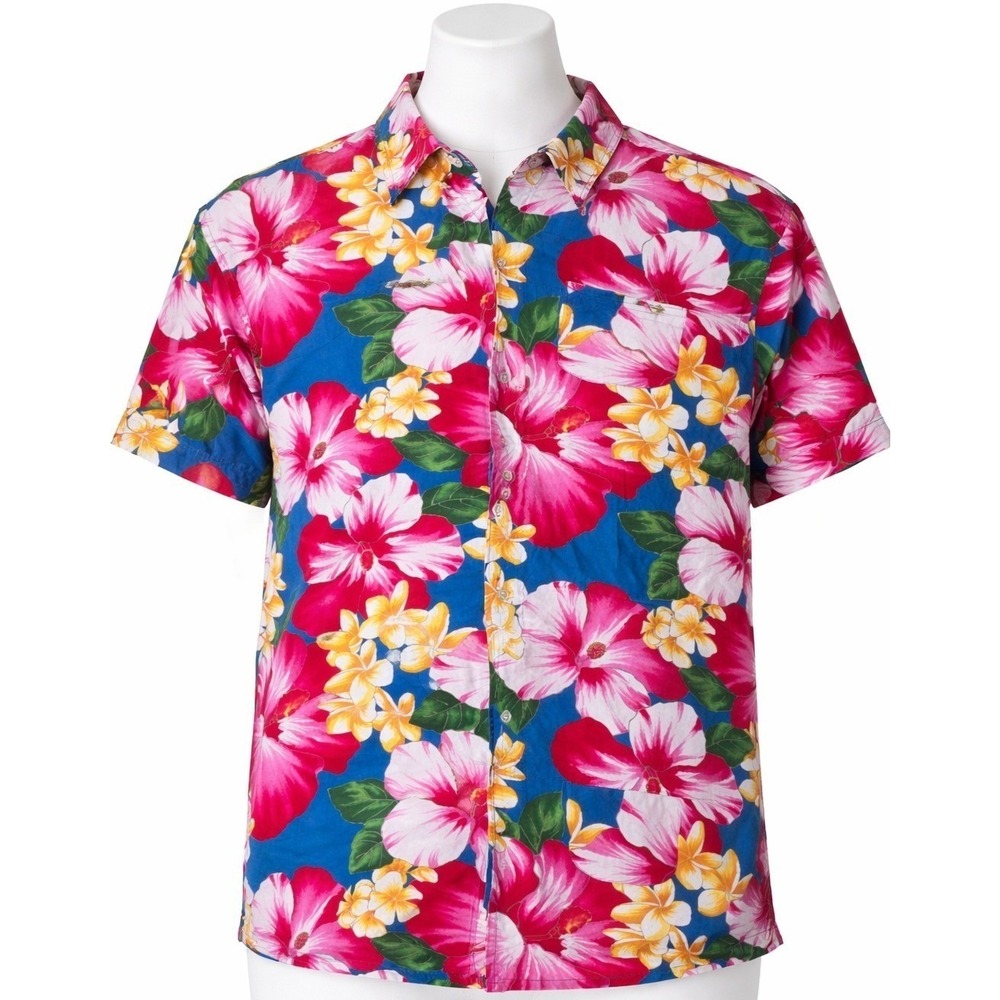 Vintage Ralph Lauren Hawaiian Shirt XL Floral Hibiscus Viscose Camp Aloha